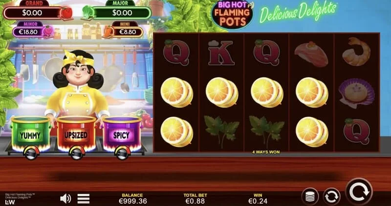 Big Hot Flaming Pots Delicious Delights - Gewinnkombination im Basisspiel